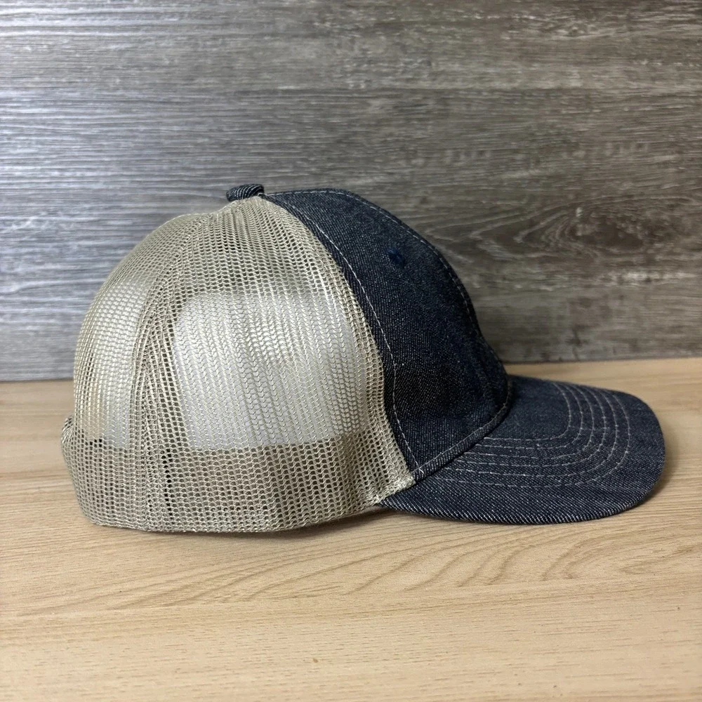 Panera Hat Cap Strap Back Blue Denim Mesh Trucker Embroidered Patch Adjustable